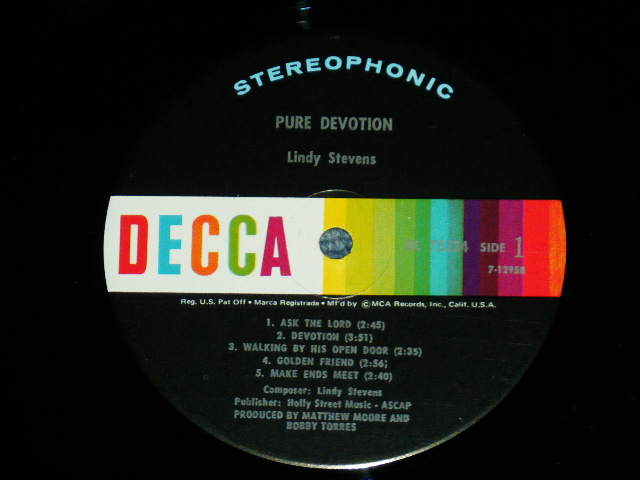 画像: LINDY STEVENS (LADY SWAMP SINGER SONGWRITER)  - PURE DEVOTION  (MINT/MINT-) / 1972 US AMERICA ORIGINAL Used  LP 