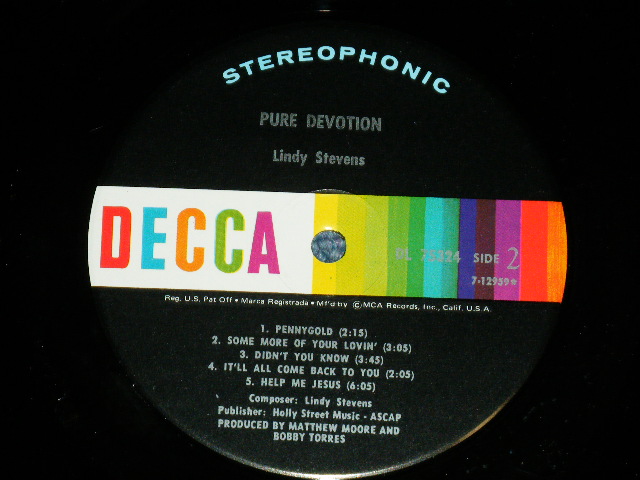 画像: LINDY STEVENS (LADY SWAMP SINGER SONGWRITER)  - PURE DEVOTION  (MINT/MINT-) / 1972 US AMERICA ORIGINAL Used  LP 