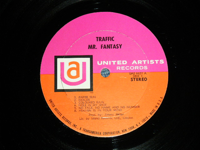 画像: TRAFFIC - MR. FANTASY  (Ex++++/MINT-,Ex++  ) / 1968 Version US AMERICA 2nd Press "PINK & ORANGE Label" "STEREO" Used LP