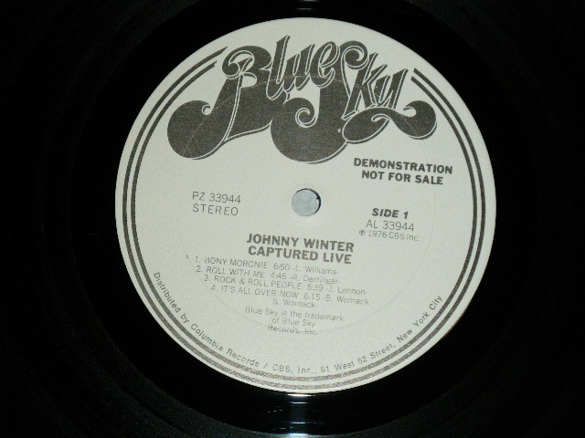 画像: JOHNNY WINTER -  CAPTURED LIVE!  ( Ex++/MINT) / 1976 US AMERICA ORIGINAL "WHITE LABEL PROMO" Used LP 