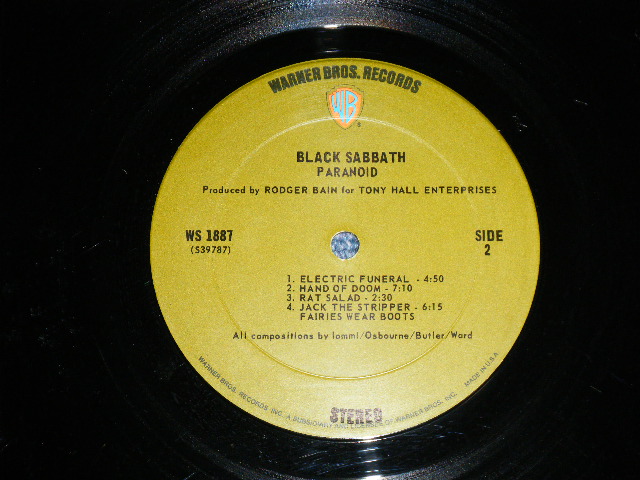 画像: BLACK SABBATH - PARANOID ( VG+++/Ex+++ Looks:Ex++)  / 1970  US AMERICA ORIGINAL 1st Press "GREEN with 'WB' Logo on TOP Label" Used LP 