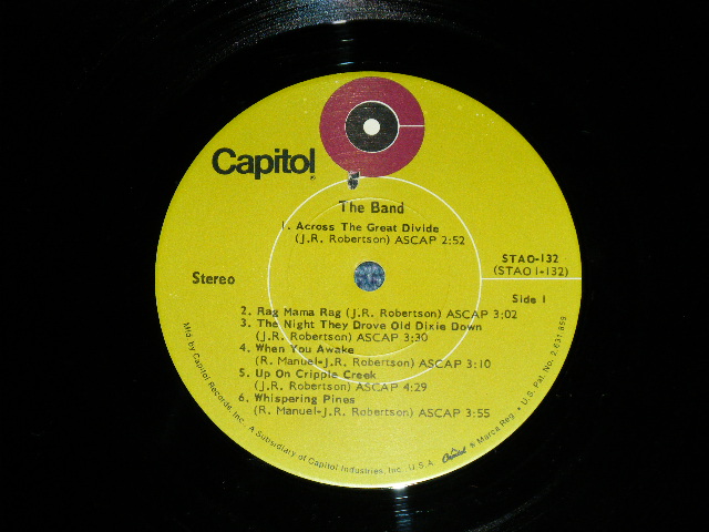 画像: THE BAND -  THE BAND( Matrix # A)ST1- 132-C1 / B) ST2-132-C1#3: Ex++/MINT-) / 1969 US AMERICA ORIGINAL "LIME GREEN with Purple Color 'C' on TOP LABEL" Used LP 