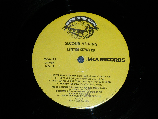 画像: LYNYRD SKYNYRD -  SECOND HELPING ( Ex/Ex+++)  / 1974   US AMERICA  ORIGINAL "YELLOW Label" Used LP 