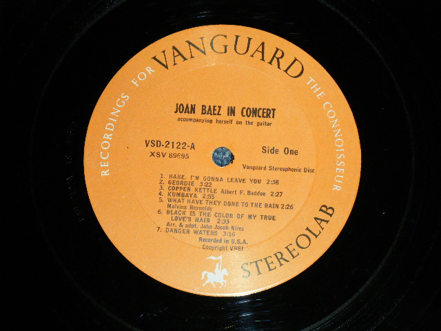 画像: JOAN BAEZ - IN CONCERT  ( Ex++/Ex++ Looks:Ex+)  / 1968 US AMERICA 2nd Press "ORANGE LABEL" STEREO Used LP 