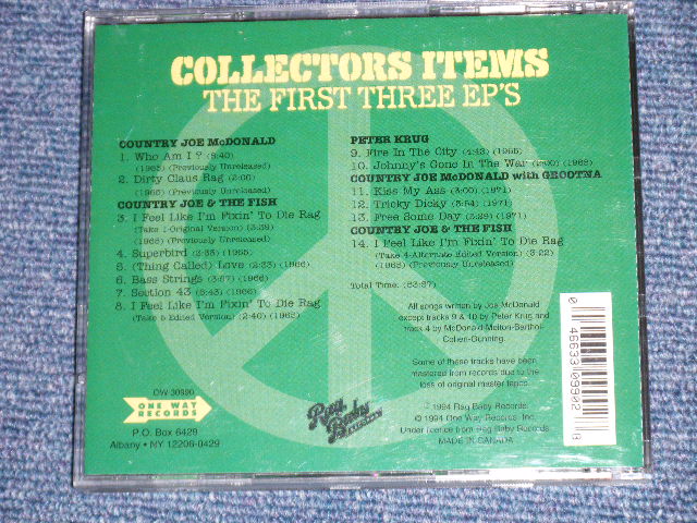 画像: COUNTRY JOE (McDONALD) & THE FISH - COLLECXTOR'S ITEMS : THE FIRST THREE EP'S  (MINT-/MINT)  / 1994 US AMERICA ORIGINAL Used CD 