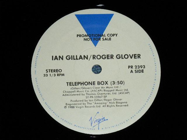 画像: IAN GILLAN and ROGER GROVER ( of DEEP PURPLE) - TELEPHONE BOX ( Ex++/MINT-)   / 1988 US AMERICA ORIGINAL "PROMO ONLY" Used 12inch