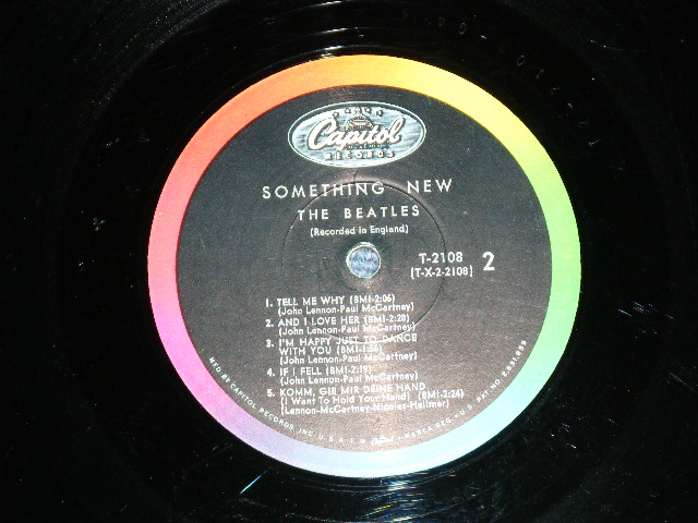 画像: The BEATLES -  SOMETHING NEW ( Matrix # A) T-1-2108-F1#3/B) T-2-2108-G4#4  : Ex /Ex  ) / 1964 US AMERICA ORIGINAL "BLACK with COLOR BAND Label" MONO Used LP 