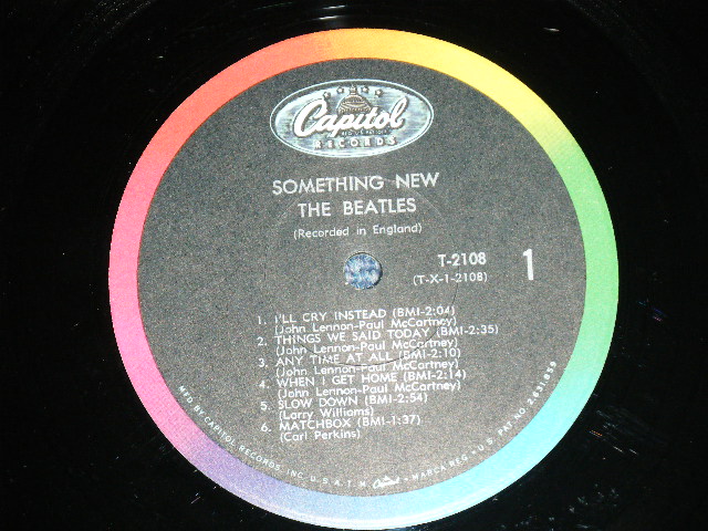 画像: The BEATLES -  SOMETHING NEW ( Matrix # A) T-1-2108-G12/B) T-2-2108-F9  : Ex+ /Ex+++  ) / 1964 US AMERICA ORIGINAL "BLACK with COLOR BAND Label" MONO Used LP 