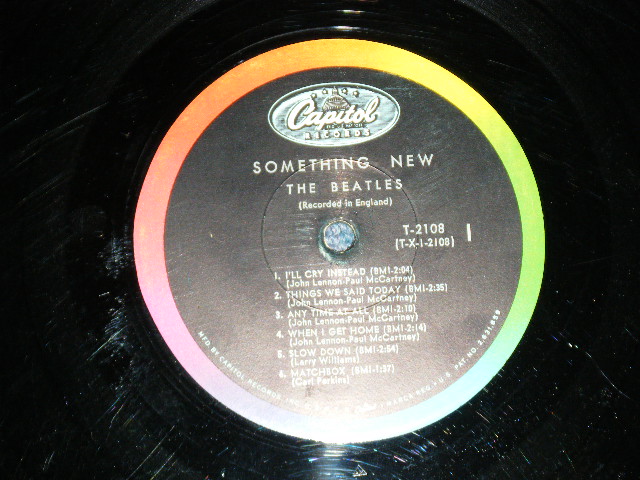 画像: The BEATLES -  SOMETHING NEW ( Matrix # A) T-1-2108-F1#3/B) T-2-2108-G4#4  : Ex /Ex  ) / 1964 US AMERICA ORIGINAL "BLACK with COLOR BAND Label" MONO Used LP 