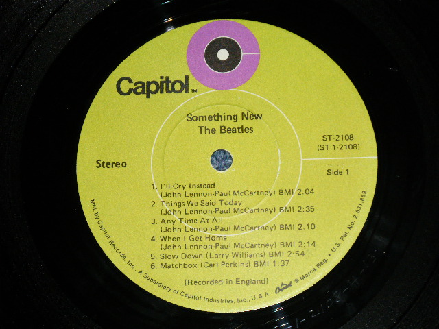 画像: The BEATLES -  SOMETHING NEW ( Matrix # A) ST-1-2108-H-13/B) ST-2-2108-H-13 : Ex++/Ex++ ) / US REISSUE "1969 Version LIME GREEN  Label" Used LP 