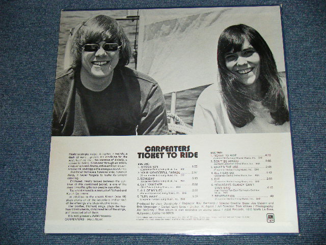 画像: CARPENTERS - TICKET TO RIDE ( DEBUT ALBUM  : Reissue of OFFERING ) ( Matrix # A) (RE-1)-M1 △16869 (7)/ B) (RE-1)-M2 △16869x  )(Ex++/MINT-) / 1970 Version US BROWN Label   Used  LP 