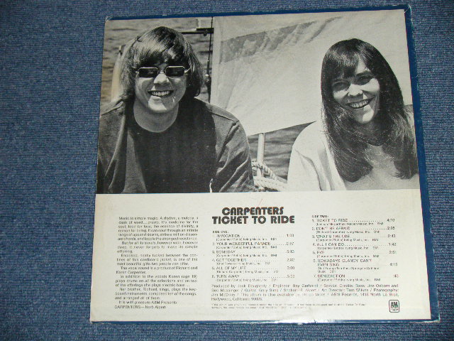 画像: CARPENTERS - TICKET TO RIDE ( DEBUT ALBUM  : Reissue of OFFERING ) ( Matrix # A) (RE-1)-M1 △13936(7) /B) (RE-1)-16 △13936-x(1) (Ex-/Ex) / 1970 Version US BROWN Label   Used  LP 