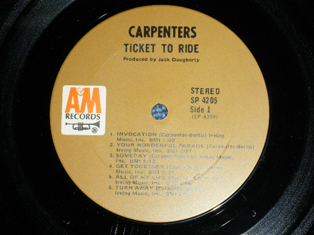 画像: CARPENTERS - TICKET TO RIDE ( DEBUT ALBUM  : Reissue of OFFERING ) ( Matrix # A) (RE-1)-7-A/B) (RE-1)-7-B)(Ex/Ex+++) / 1970 Version US BROWN Label   Used  LP 