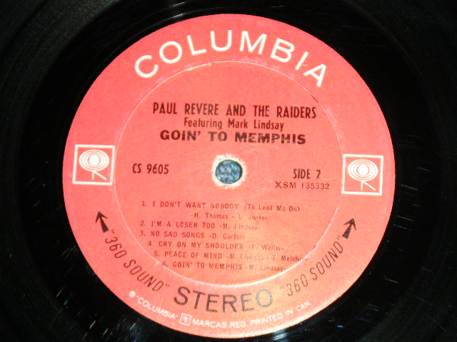 画像: PAUL REVERE & THE RAIDERS (Produced by CHIPS MOMAN) - GOIN' TO MEMPHIS (Ex,Ex-/VG+++) / 1968 US AMERICA ORIGINAL "BLACK 360 SOUND Label" STEREO Used LP 