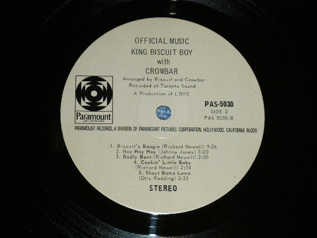 画像: KING BISCUIT BOYS  with CROWBAR - OFFICAL MUSIC ( Ex++/MINT-)/ 1970 US AMERICA ORIGINAL Usde LP 
