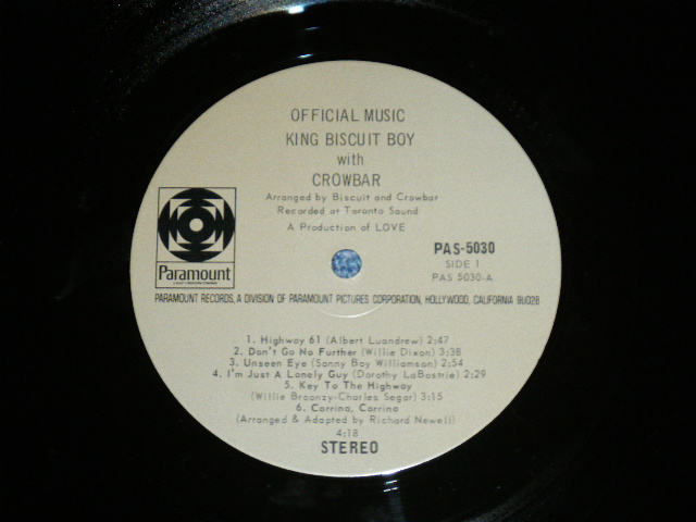 画像: KING BISCUIT BOYS  with CROWBAR - OFFICAL MUSIC ( Ex++/MINT-)/ 1970 US AMERICA ORIGINAL Usde LP 