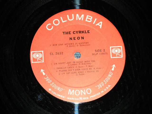 画像: The CYRKLE - NEON   ( Produced & Arranged by JOHN SIMON  ) - NEON  ( Ex+/Ex+++) / 1967 US AMERICA ORIGINAL "360 SOUND MONO at BOTTOM Label "  Used LP 