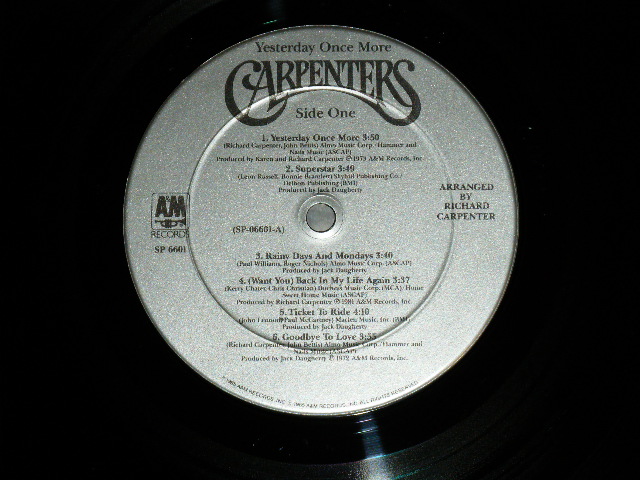 画像: CARPENTERS -  YESTERDAY ONCE MORE(Ex+++/MINT-) /1985 US AMERICA ORIGINAL Used 2-LP's 