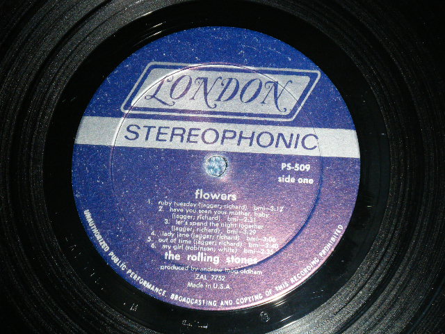 画像: ROLLING STONES -  FLOWERS （ Matrix # A) ZAL 77-52  B) ZAL 7753-2 ）( Ex+++/MINT- ) / 1967 CANADA ORIGINAL "DARK BLUE  with Boxed 'LONDON' Label"  STEREO Used LP