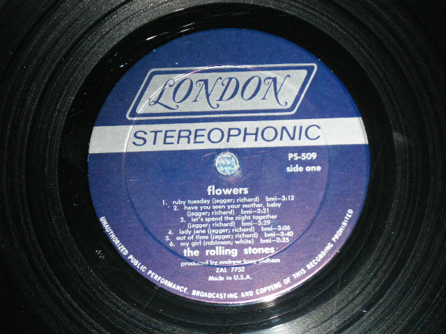 画像: ROLLING STONES -  FLOWERS (Matrix# A) ZAL 7752-1M Bell Sound MR / B) ZAL 7753-1M Bell Sound MR ) ( Ex+/Ex+ Looks:Ex+ )  / 1967 US AMERICA ORIGINAL "DARK BLUE with Boxed 'LONDON' Label" "ADDRESS CREDIT at Bottom Label" STEREO Used LP