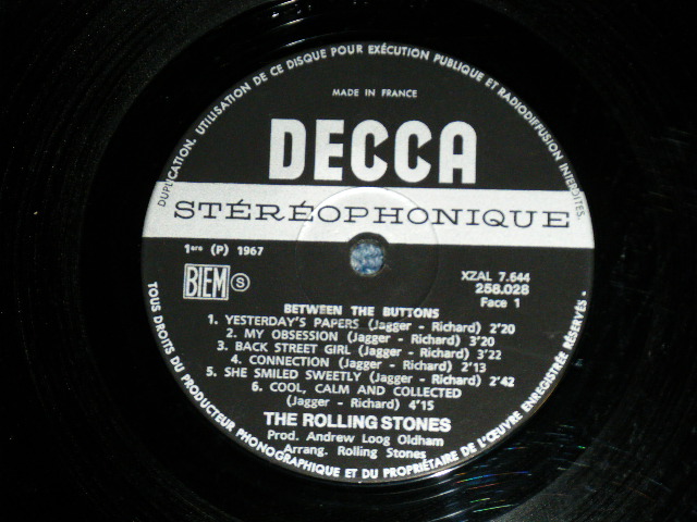 画像: ROLLING STONES - BETWEEN THE BUTTONS ( Ex+/Ex)  /  1967 FRANCE FRENCH ORIGINAL "Un-boxed DECCA Label" STEREO Used LP 