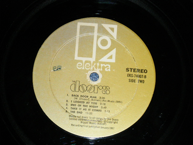 画像: THE DOORS - THE doors ( Matrix # A)EKS 74007 A(M) △9991 / B) EKS 74007 B-2 △9991-x  :VG+++/Ex ) / 1967 US Original 1st Press "GOLD" Label Used STEREO LP 