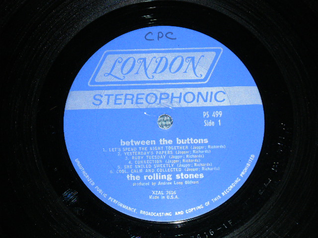 画像: ROLLING STONES - BETWEEN THE BUTTONS (  MATRIX # A) ZAL-7616-1F  PS 499 A  /  B) ZAL 7617-1F  PS 499 B  ) ( Ex+/Ex++ )  / 1960s VERSION  US AMERICA  ORIGINAL  "DARK BLUE LABEL"  STEREO   Used LP