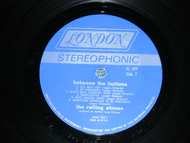 画像: ROLLING STONES - BETWEEN THE BUTTONS (  MATRIX # A) ZAL-7616-1F  PS 499 A  /  B) ZAL 7617-1F  PS 499 B  ) ( MINT-/Ex++ Looks:Ex+ )  / 1967 VERSION  US AMERICA  ORIGINAL  "DARK BLUE LABEL"  STEREO   Used LP