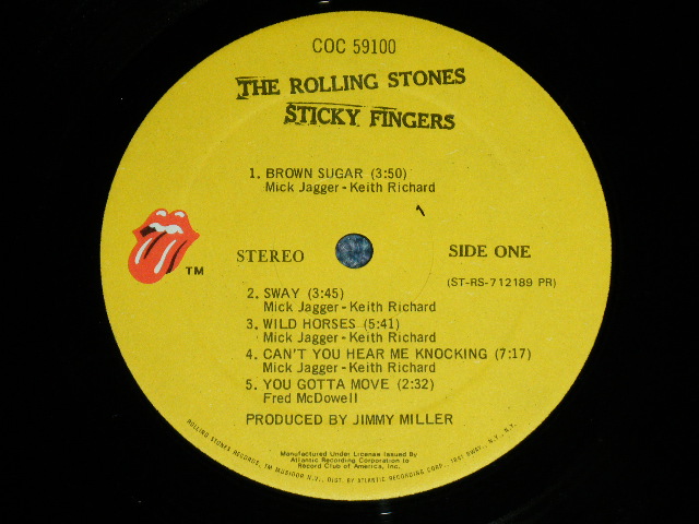 画像: The ROLLING STONES - STICKY FINGERS(Matrix #   A) ST-RS-712189 B PR Rolling Stones Records   B) ST-RS-712190 B PR Rolling Stones Records) ( Ex++/Ex+++ ) / 1971 US AMERICA  "RECORDS CLUB Released Version" "ZIPPER COVER" Used LP 