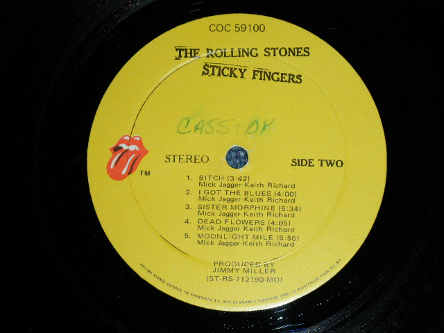 画像: The ROLLING STONES - STICKY FINGERS (Matrix #   A) ST-RS-712189 CC MR 1543 (2)  Rolling Stones Records  B) ST-RS-712190 BB MR 1543-x (5) Rolling Stones Records ) ( Ex++/Ex++ WOFC, WOL  ) / 1971 US AMERICA ORIGINAL "MO Press"  "ZIPPER COVER" "1841 BROADWAY Label" Used LP