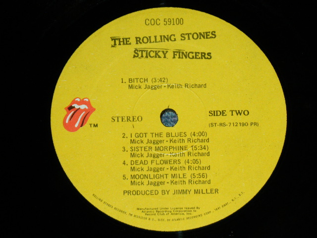 画像: The ROLLING STONES - STICKY FINGERS(Matrix #   A) ST-RS-712189 B PR Rolling Stones Records   B) ST-RS-712190 B PR Rolling Stones Records) ( Ex++/Ex+++ ) / 1971 US AMERICA  "RECORDS CLUB Released Version" "ZIPPER COVER" Used LP 