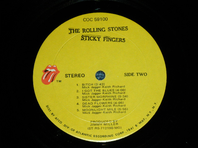 画像: The ROLLING STONES - STICKY FINGERS (Matrix # A) ST-RS-712189 CC MR 15943 (2) Rolling Stones Records B) ST-RS-712190 CC MR 15943-x (7) Rolling Stones Records ) ( Ex++/Ex++   ) / 1971 US AMERICA ORIGINAL "MO Press" "ZIPPER COVER" "1841 BROADWAY Label" Used LP