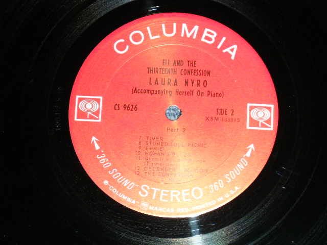 画像: LAURA NYRO - ELI AND THE THIRTEENTH CONFESSION ( With SONG SHEET )( Matrix # A)1C/ B) 1D )( Ex+/MINT-)   /  1968 US AMERICA ORIGINAL "PROMO" 1st press " 360 SOUND LABEL" STEREO  Used LP