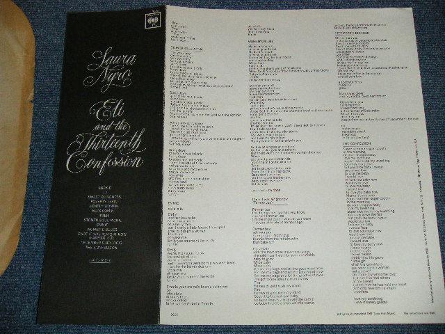 画像: LAURA NYRO - ELI AND THE THIRTEENTH CONFESSION ( With SONG SHEET )( Matrix # A)1J/ B) 1AB )( Ex+/Ex+++ )   /  Late 1970's  US AMERICA Reissue  Used LP