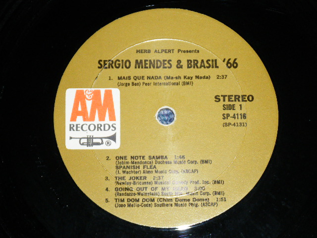 画像: SERGIO MENDES & BRASIL '66 - HERB ALPERT PRESENTS : Debut Album  ( Matrix # : SP-4131(Re-1)-15△12747 / SP-4132(Re-1)△12747-x ) ( Ex++/Ex+++ Looks:MINT-)  / 1966 US AMERICA Original  "BROWN Label" "STEREO" Used  LP 
