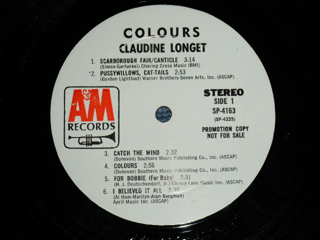 画像: CLAUDINE LONGET -  CLOURS ( Matrix # :A&M CSG-4225-15 △12636 (1) / A&M CSG-4226-15 △12636-X (2) )( Ex+/Ex+++) / 1969 US AMERICA ORIGINAL "!WHITE LABEL PROMO"  Used LP 