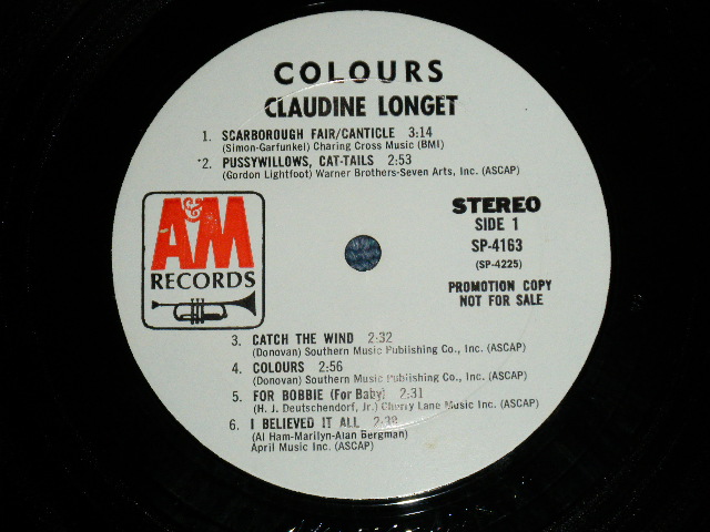 画像: CLAUDINE LONGET -  CLOURS ( Matrix #A) SP-4225 1-A R O A) SP-4226-1-A R  O A4 ) (MINT/MINT) / 1969 US AMERICA ORIGINAL 1st Press "BROWN LABEL"  Used LP 