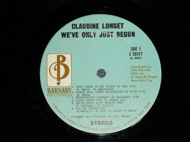 画像: CLAUDINE LONGET -  WE'VE ONLY JUST BEGUN ( Produced & Arranged by NICK DeCARO ) ( Ex++/Ex++ Looks:Ex+ ) / 1971 US AMERICA ORIGINAL Used LP 