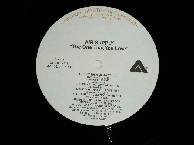 画像: AIR SUPPLY - THE ONE THAT YOU LOVE ( Ex+++/MINT-)  /  1983 US ORIGINAL "HALF-SPEED MASTER" Used LP 