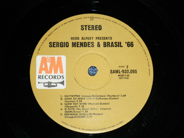 画像: SERGIO MENDES & BRASIL '66 - HERB ALPERT PRESENTS : Debut Album  ( Matrix # : SP-4131(Re-1)-15△12747 / SP-4132(Re-1)△12747-x ) ( Ex++/Ex+++)  / 1966 AUSTRALIA  Original  "STEREO" Used  LP 