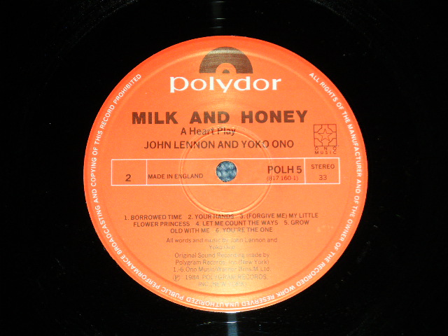 画像: JOHN LENNON of THE BEATLES & YOKO ONO - MILK AND HONEY ( Matrix # A 11 2 ▽130 / B 11 1 ▽130)(Ex+/MINT-)   / 1984 UK ENGLAND ORIGINAL Used LP 