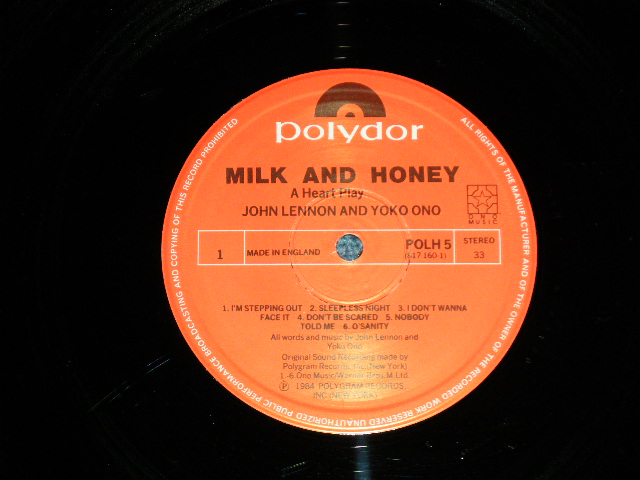 画像: JOHN LENNON of THE BEATLES & YOKO ONO - MILK AND HONEY ( Matrix # A 11 2 ▽130 / B 11 1 ▽130)(Ex+/MINT-)   / 1984 UK ENGLAND ORIGINAL Used LP 