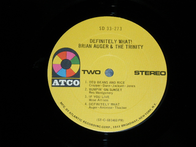 画像:  BRIAN AUGER & THE TRINITY - DEFINITELY WHAT!... ( Ex/Ex+++)  / 1969 US AMERICA ORIGINAL "1841 BROADWAY Credit Label" Used LP 