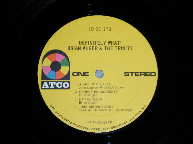 画像:  BRIAN AUGER & THE TRINITY - DEFINITELY WHAT!... ( Ex/Ex+++)  / 1969 US AMERICA ORIGINAL "1841 BROADWAY Credit Label" Used LP 