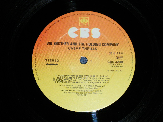 画像: BIG BROTHER & THE HOLDING COMPANY ( With JANIS JOPLIN ) - CHEAP THRILLS ( Ex++/Ex+++ )  / 1970's UK ENGLAND REISSUE Used LP 