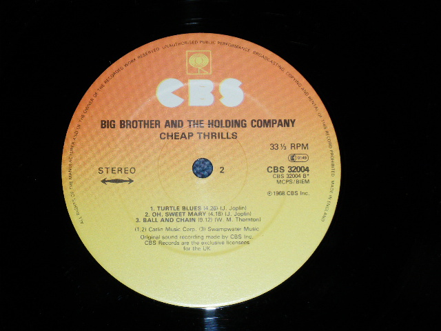 画像: BIG BROTHER & THE HOLDING COMPANY ( With JANIS JOPLIN ) - CHEAP THRILLS ( Ex++/Ex+++ )  / 1970's UK ENGLAND REISSUE Used LP 