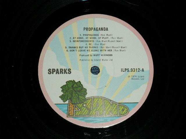 画像: SPARKS -  PROPAGANDA (Matrix # : A)1U / B) 1U ) ( Ex+++/Ex+++)  / 1974  UK ENGLAND  ORIGINAL  1st press "PINK RIM" Label  Used LP