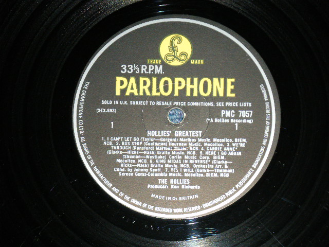 画像: THE HOLLIES - HOLLIES' GREATEST ( Matrix # A:1 /B:1 ) ( Ex++/Ex++)  / 1968 UK ENGLAND ORIGINAL "YELLOW PARLOPHONE" MONO  LP 