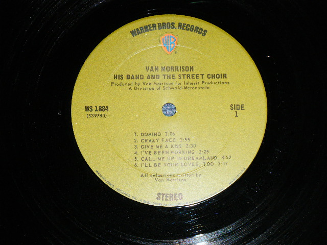 画像: VAN MORRISON - HIS HAND & THE STREET CHOIR ( Matrix # A)39780-2A  STERLING RL/ B)39781-1 STERLING RL )( Ex+++/Ex+++ )  / 1970 US AMERICA ORIGINAL " with SONG SHEET"  "GREEN with WB Logo on TOP Label" Used LP