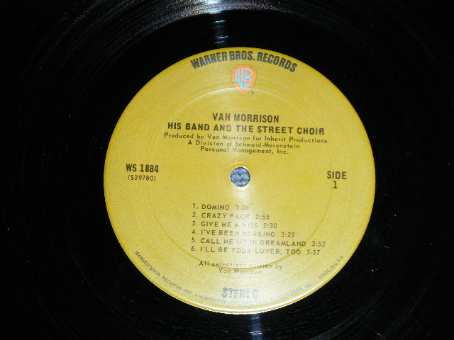 画像: VAN MORRISON - HIS HAND & THE STREET CHOIR ( Matrix # A)39780-A-1E/FSTERLING RL / B)39781-B-1E STERLING RL)( VG+++/Ex+++,Ex )  / 1970 US AMERICA ORIGINAL "GREEN with WB Logo on TOP Label" Used LP  
